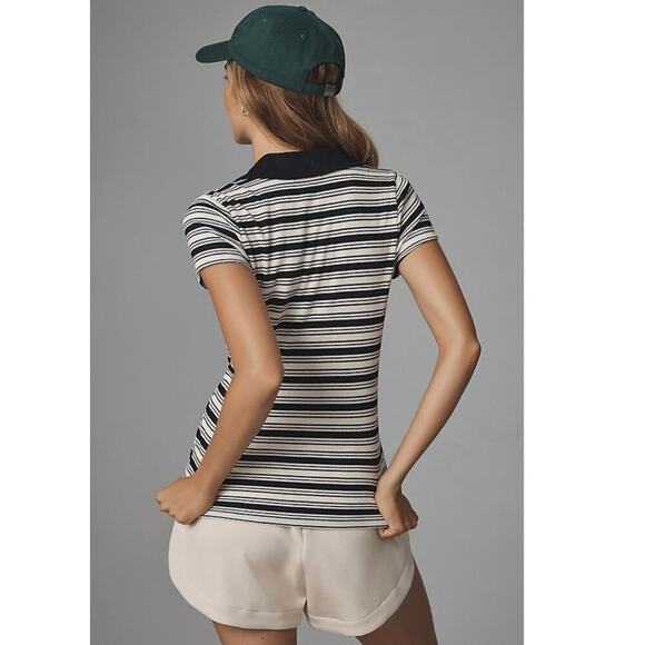 Anthropologie T.La Short-Sleeve Striped Polo Tee - Picture 3 of 8